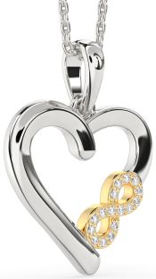 Diamond Silver & 10K gold Heart Infinity Necklace
