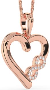 Diamond Rose Gold Heart Infinity Necklace