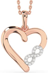 Diamond Rose Gold Silver Heart Infinity Necklace