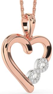 Diamond Platinum & Rose Gold Heart Infinity Necklace