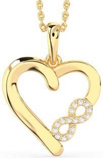 Diamond Gold Silver Heart Infinity Necklace