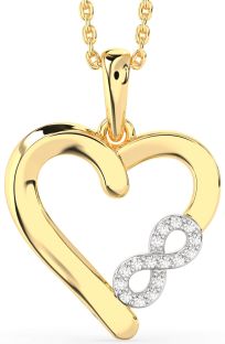 Diamond Gold Silver Heart Infinity Necklace