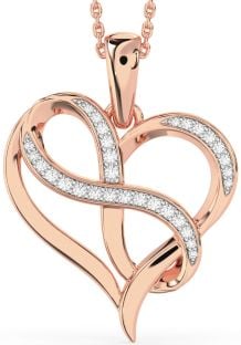 Large Diamond Rose Gold Heart Infinity Necklace