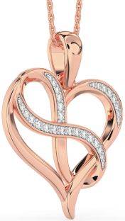 Large Diamond Rose Gold Heart Infinity Necklace