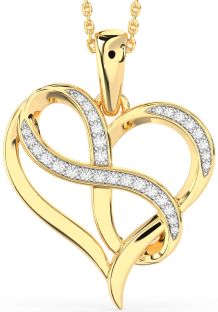 Large Diamond Gold Heart Infinity Necklace