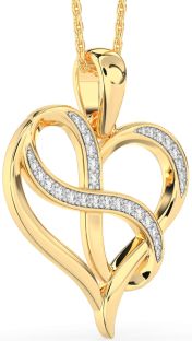 Large Diamond Gold Heart Infinity Necklace