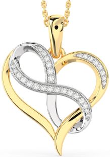 Large Diamond Gold Silver Heart Infinity Necklace