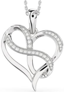 Large Diamond Platinum Heart Infinity Necklace