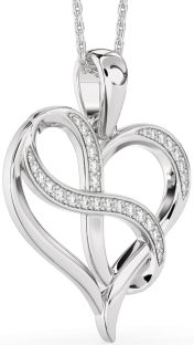 Large Diamond Platinum Heart Infinity Necklace