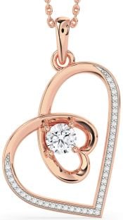Diamond Rose Gold Silver Heart Necklace