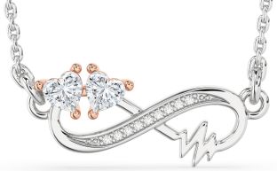 Diamond White Rose Gold Infinity Heart Necklace