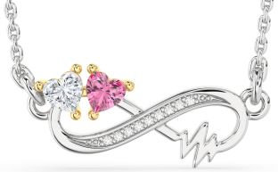 Diamond Gold Silver Infinity Heart Necklace