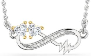 Diamond Silver & 10K gold Infinity Heart Necklace