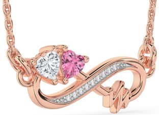 Diamond Rose Gold Infinity Heart Necklace