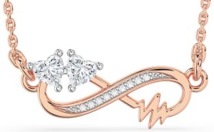 Diamond White Rose Gold Infinity Heart Necklace