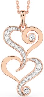 Large Diamond Rose Gold Heart Necklace