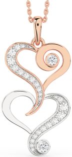 Large Diamond White Rose Gold Heart Necklace