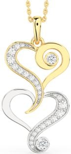 Large Diamond White Yellow Gold Heart Necklace