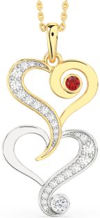 Large Diamond Platinum & Yellow Gold Heart Necklace