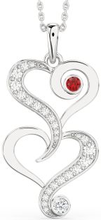 Large Diamond Silver Heart Necklace