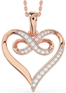 Large Diamond Rose Gold Silver Heart Infinity Necklace
