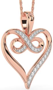 Large Diamond Rose Gold Heart Infinity Necklace