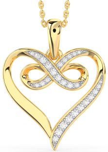Large Diamond Gold Silver Heart Infinity Necklace
