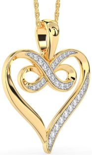Large Diamond Gold Heart Infinity Necklace