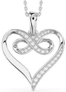 Large Diamond White Gold Heart Infinity Necklace