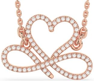 Diamond Rose Gold Silver Heart Infinity Necklace