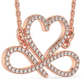 Diamond Rose Gold Heart Infinity Necklace