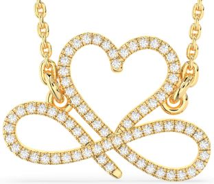 Diamond Gold Silver Heart Infinity Necklace
