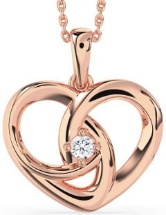 Diamond Rose Gold Silver Heart Necklace