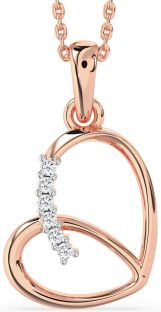 Diamond Rose Gold Silver Heart Necklace