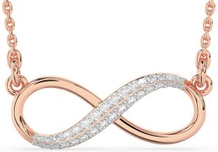 Large Diamond Rose Gold Silver Infinity Necklace