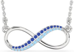 Large Blue Sapphire & Aquamarine Platinum Infinity Necklace
