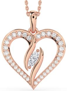 Large Diamond Rose Gold Heart Necklace