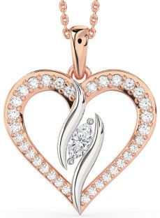 Large Diamond White Rose Gold Heart Necklace