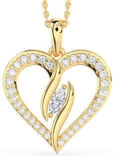Large Diamond Gold Heart Necklace