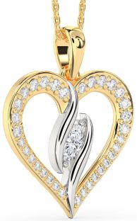 Large Diamond Platinum & Yellow Gold Heart Necklace