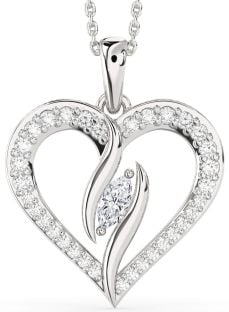 Large Diamond White Gold Heart Necklace