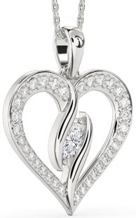 Large Diamond Platinum Heart Necklace