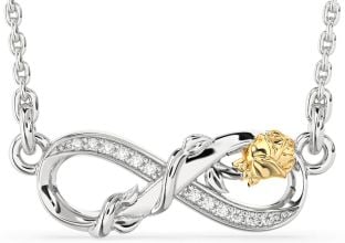 Diamond Platinum & Yellow Gold Infinity Flower Necklace