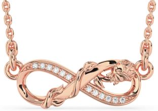 Diamond Rose Gold Infinity Flower Necklace