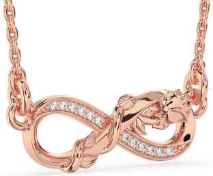 Diamond Rose Gold Infinity Flower Necklace