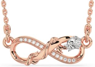 Diamond White Rose Gold Infinity Flower Necklace