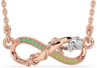 Emerald & Peridot Rose Gold Silver Infinity Flower Necklace