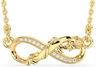 Diamond Gold Infinity Flower Necklace
