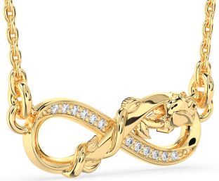 Diamond Gold Infinity Flower Necklace
