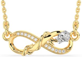 Diamond Platinum & Yellow Gold Infinity Flower Necklace